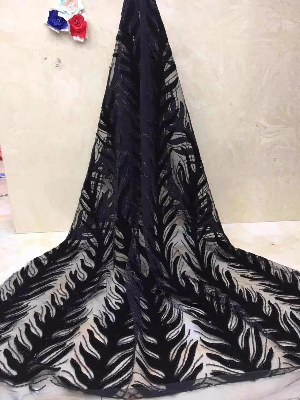 cheap Black Sequin Fabric For Wedding Dress Embroidered Nigerian French Lace Aishang African French Lace Fabric High Quality 2019 F10