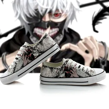 

Anime printed canvas shoes Tokyo Ghoul Kaneki Ken Cosplay Men/Women flats lovers Breathable Casual Running Sneakers unisex