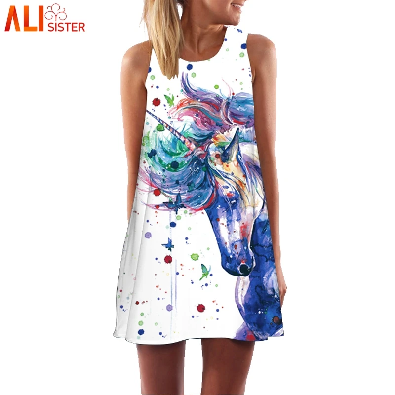 Alisister 3D يونيكورن طباعة فستان صيفي النساء البوهيمي الشاطئ اللباس الصيف سارافانات الإناث فساتين Dashiki الهبي بوهو Vestidos Alisister 3D يونيكورن طباعة فستان صيفي النساء البوهيمي الشاطئ اللباس الصيف سارافانات الإناث فساتين Dashiki الهبي بوهو Vestidos