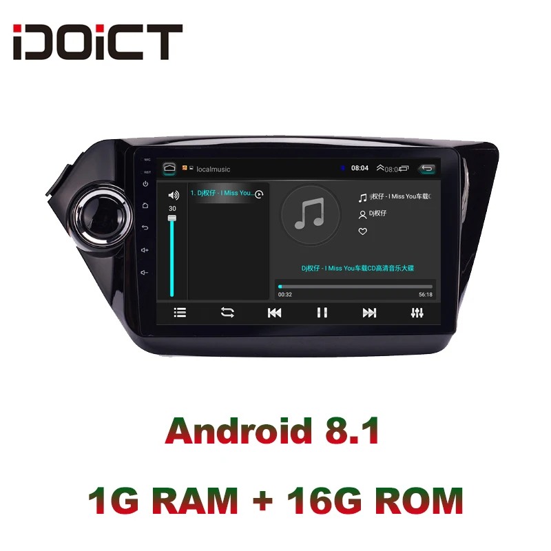 Best IDOICT  Android 8.1 Car DVD Player GPS Navigation Multimedia For KIA K2 Rio 3 2011-2016 car stereo bluetooth wifi 1