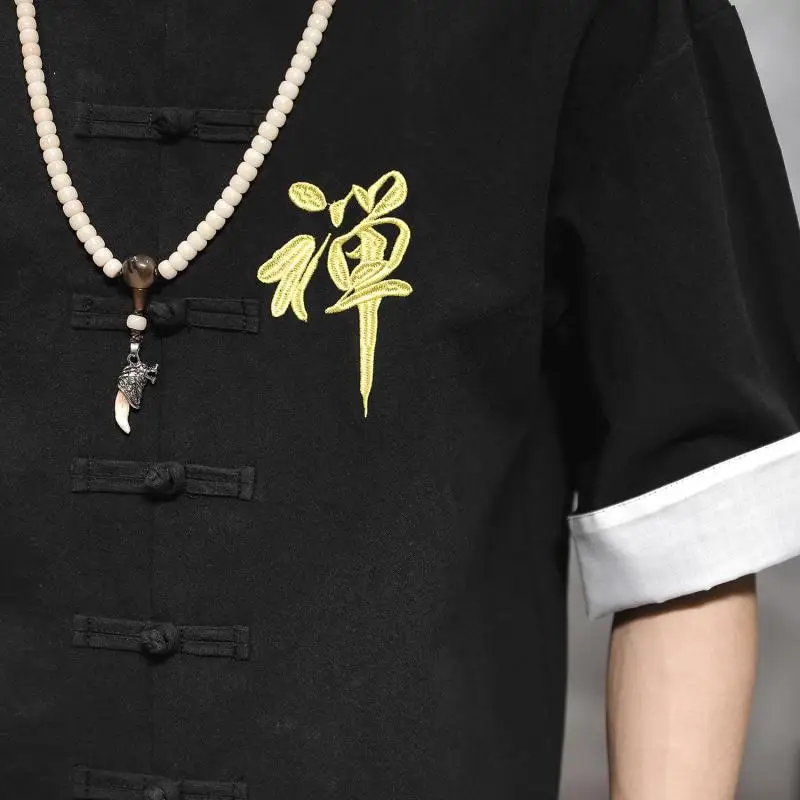 Мужские летние рубашки с вышивкой в китайском стиле, 5XL, 4XL размера плюс, повседневная мужская Ретро рубашка с коротким рукавом, офисная одежда, XXXXXL