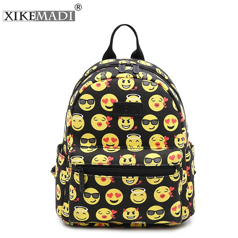 

XIKEMADE Printing smile face backpack women school bags teenage girls high quality women's travel bags notebook bag backpacks