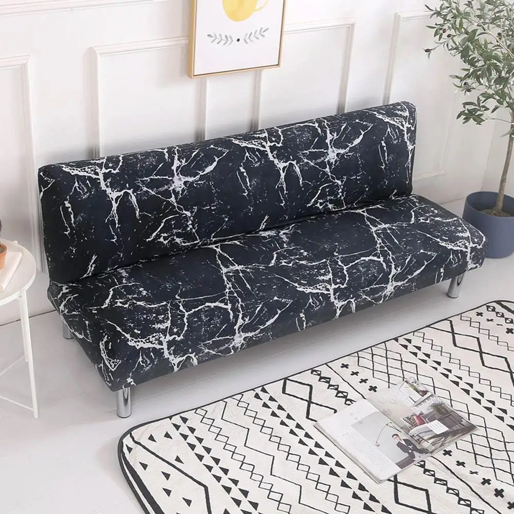 Papa&Mima Marble pattern Stretch Sectional No armrests Sofa Covers Polyester fabric Soft Slipcovers Elastic Couch Cover - Цвет: 20192538