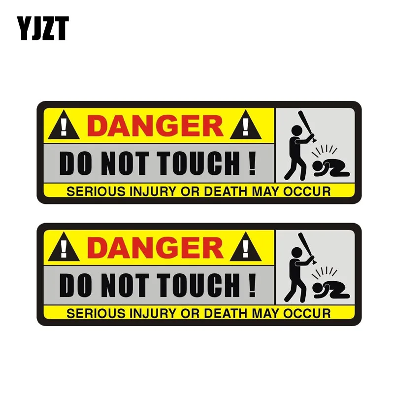 YJZT 2X 15.8 CM * 5.1 CM TEHLIKE Araba Sticker Komik DOKUNMAYıN PVC Süslemeleri Çıkartması 12-0916