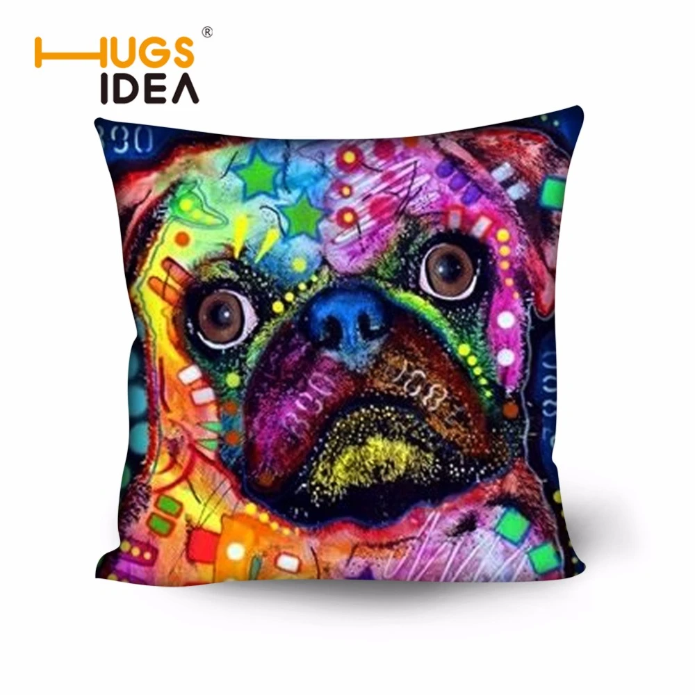 Hugsideaカラフルな絵画犬クッションカバー用カーソファかわいい多色投げる枕カバーのホームインテリア装飾枕カバー Cushion Cover Dog Cushion Coverdecorative Pillow Covers Aliexpress