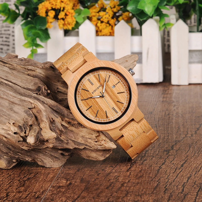 BOBO BIRD LP23 Drop Shipping Designer Bamboo Wooden Watches Men with Stainless Steel Clasp Quartz Relogio in Box