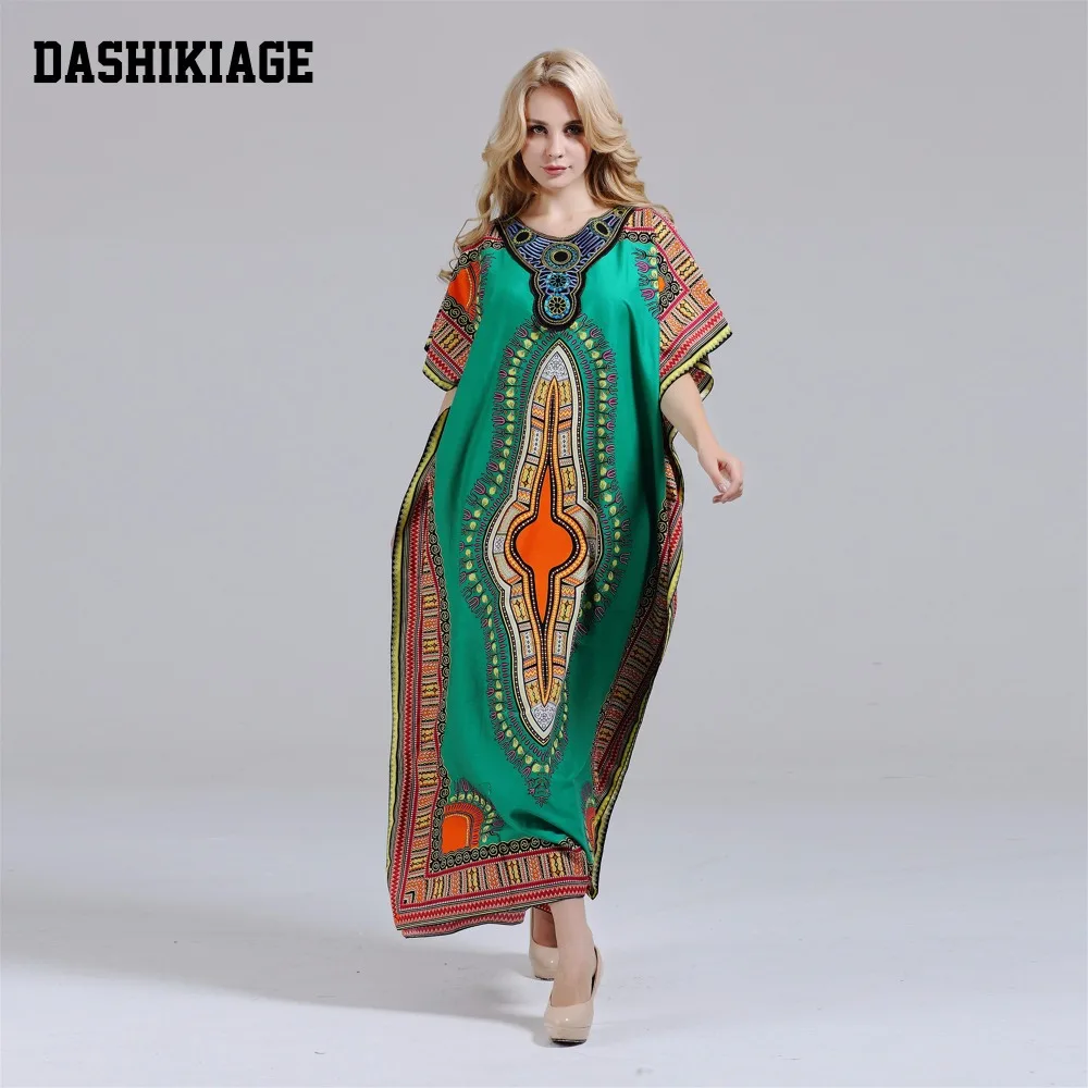 Dashikiage Новое модное женское платье Дашики, хлопок, Африканский принт, макси платье, Африканское женское платье Дашики