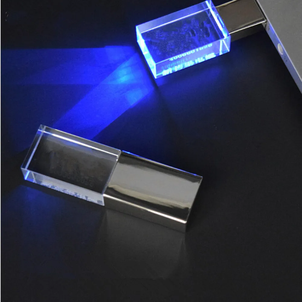 Hot italian novelties Crystal Transparent Led Metal Usb flash drive Usb memory stick font b disk