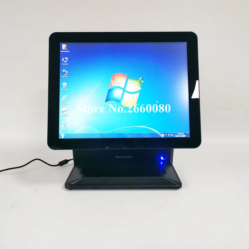 

POS System Machine Terminal for Restaurant & Supermarket 15'' LCD Monitor Touch Screen and Small Customer Display Cash Register