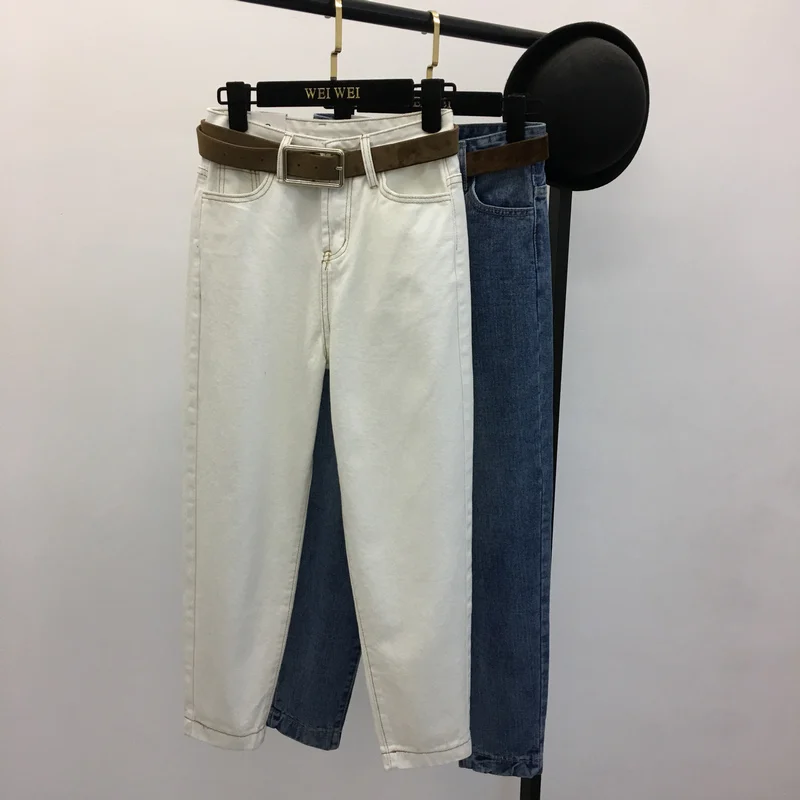 Большие размеры S-5XL модные весенние и осенние женские джинсы с высокой талией брюки женские студенческие джинсовые брюки для отдыха