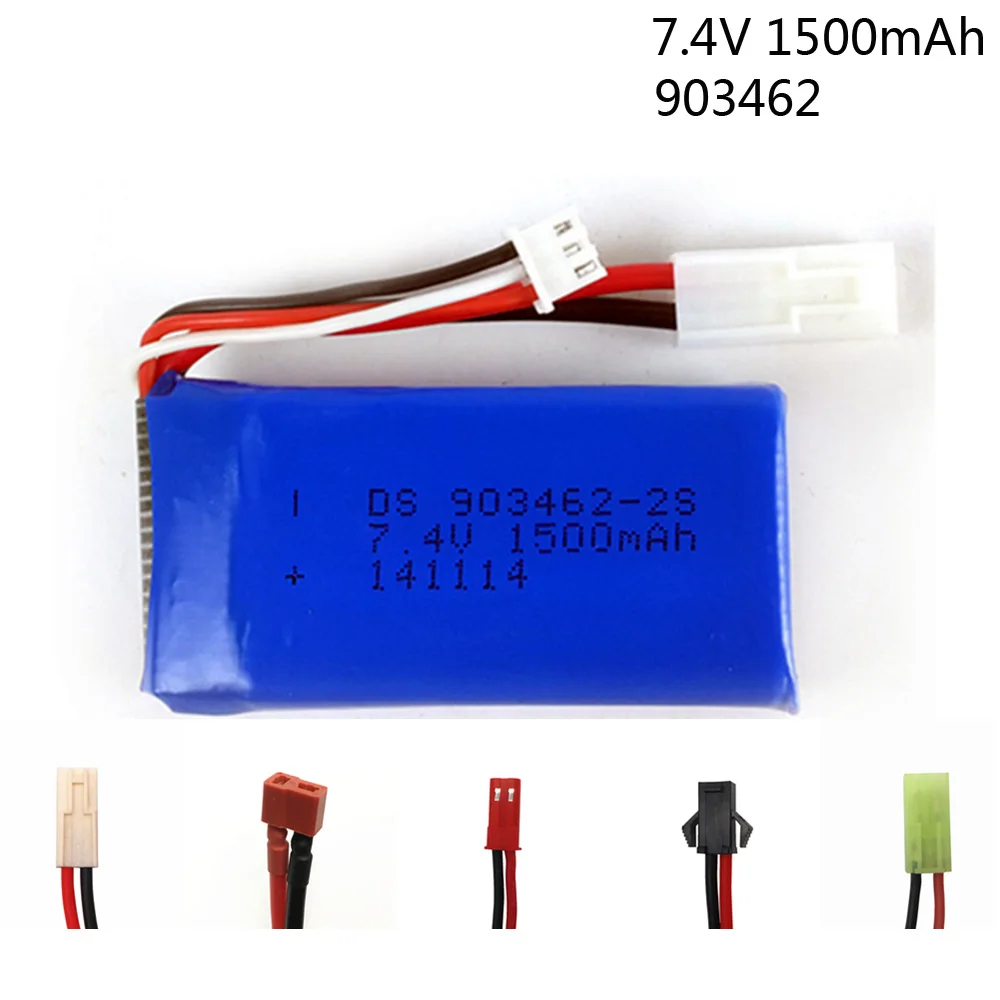 7,4 V 1500mAh Lipo аккумулятор 903462 для FT009 RC Лодка Катер 12428 батарея Lipo 2S 7,4 V 1500 mah 2S JST SM KET T вилка