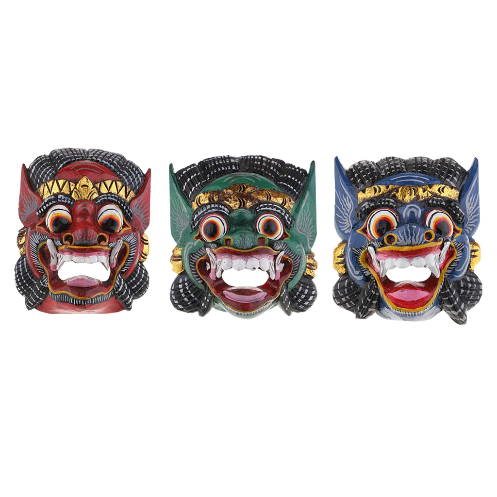 MagiDeal Antique Asian Thailand Wooden Carving Facial Mask Wall Hanging Art Crafts DIY Home Decoration
