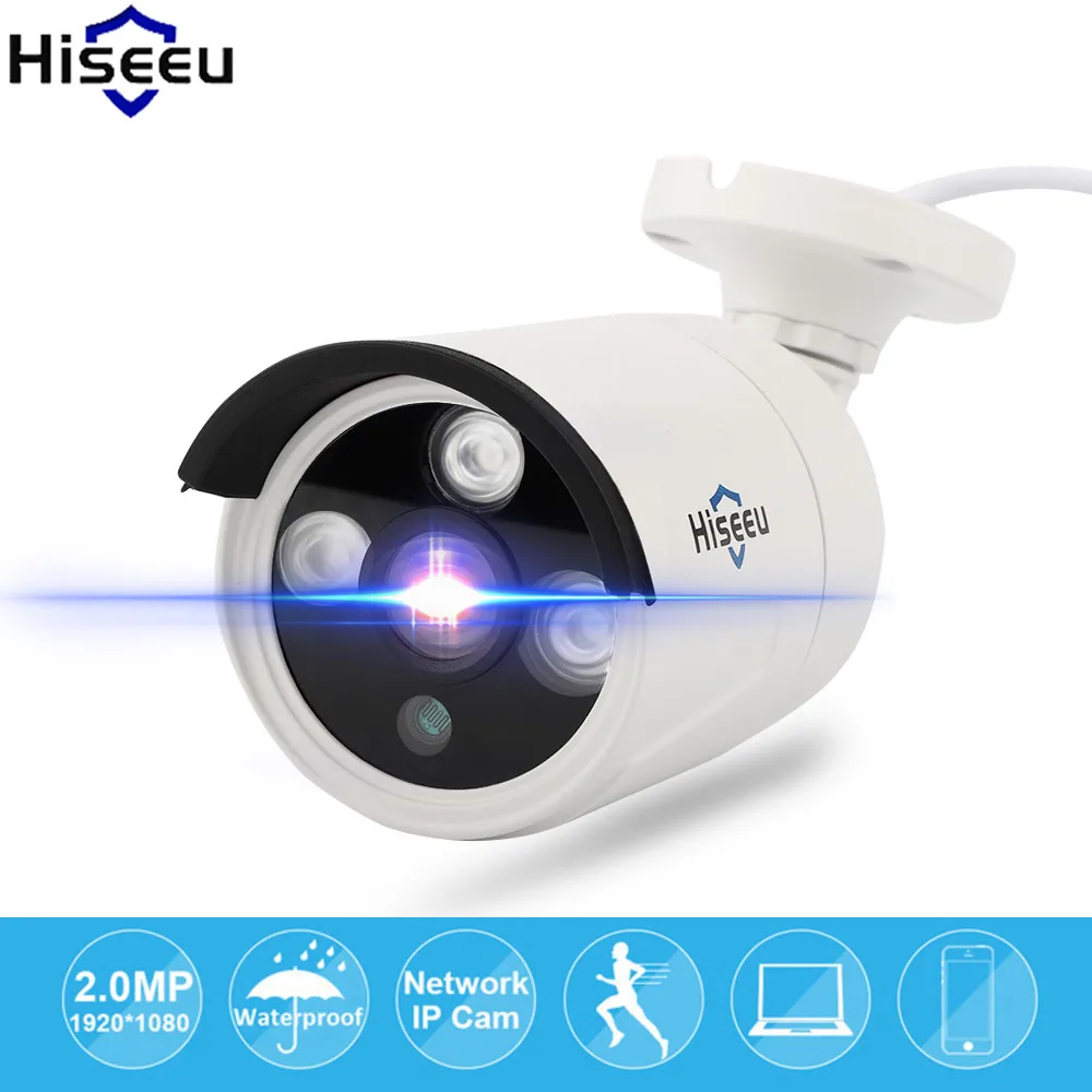 Hiseeu IP Камера безопасности HD 1080 P POE 2.0MP Мини Пуля Ночное видение P2P ONVIF 2 0 эндоскопа