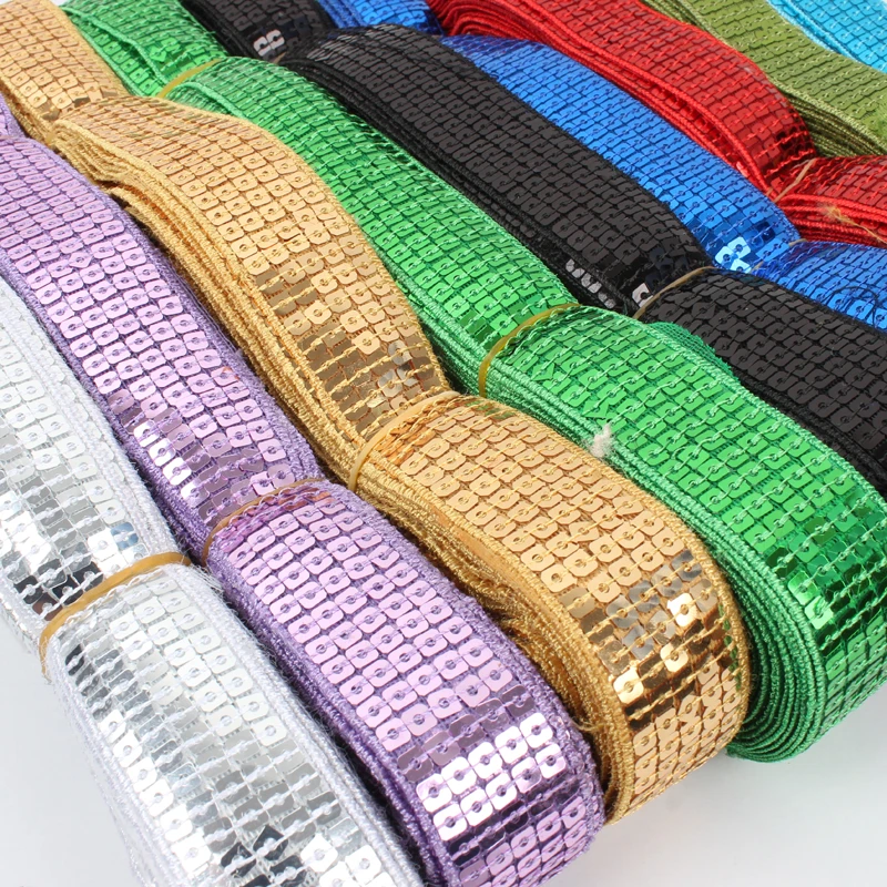 

15 Color Sequin embroidery Polyester 4 mm 5rows square sequin for Garment Ornament Decoration 4.5yards / lot Free Shipping