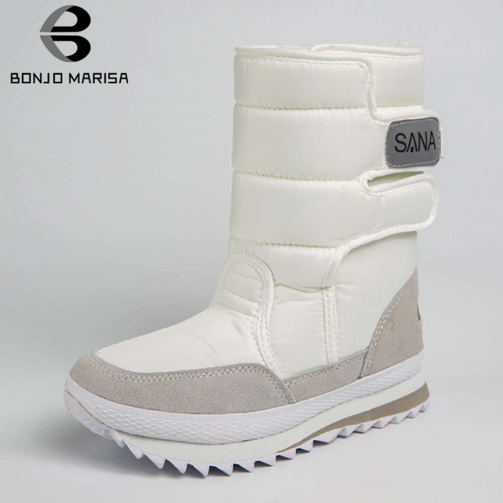 BONJOMARISA/Новинка; зимняя уличная водонепроницаемая обувь; женские зимние ботинки на платформе; женские нескользящие ботильоны; коллекция года; теплые меховые ботинки