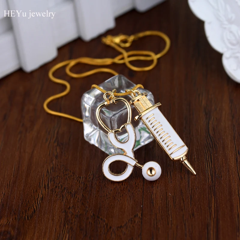 20PCS/Lot Golden Plated Doctor Who Medical Stethoscope Pendants Necklaces DIY handmade maxi punk necklace men &amp women Jewelry | Украшения