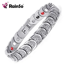 Rainso Посеребренная нержавеющая сталь 4 Ele мужские ts терапия высокопрочные магнитные браслеты для мужчин OSB-768SFIR