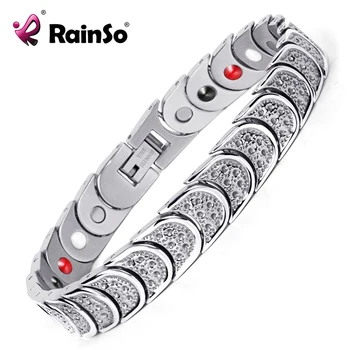 

Rainso Plated Stainless Steel 4 Elements Therapy High Strength Power Magnetic Bracelets for Men OSB-768SFIR