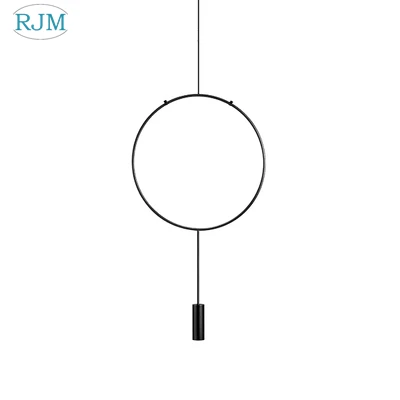 Скандинавский дизайнерский креативный круговой подвесной светильник постмодерн металлический ресторанный подвесной светильник для учебы, спальни, бара, магазина одежды светильник ing - Цвет корпуса: Black 1Heads