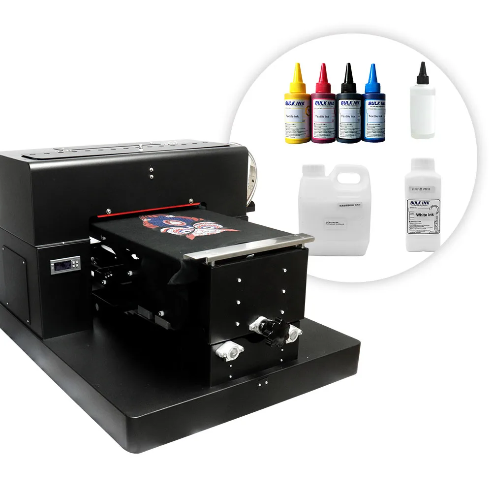 A3 планшетный Принтер DTG Принтер для футболки печатная машина печать на светильник и Темная футболка для хлопковой одежды сумки с чернилами - Цвет: Printer with Ink