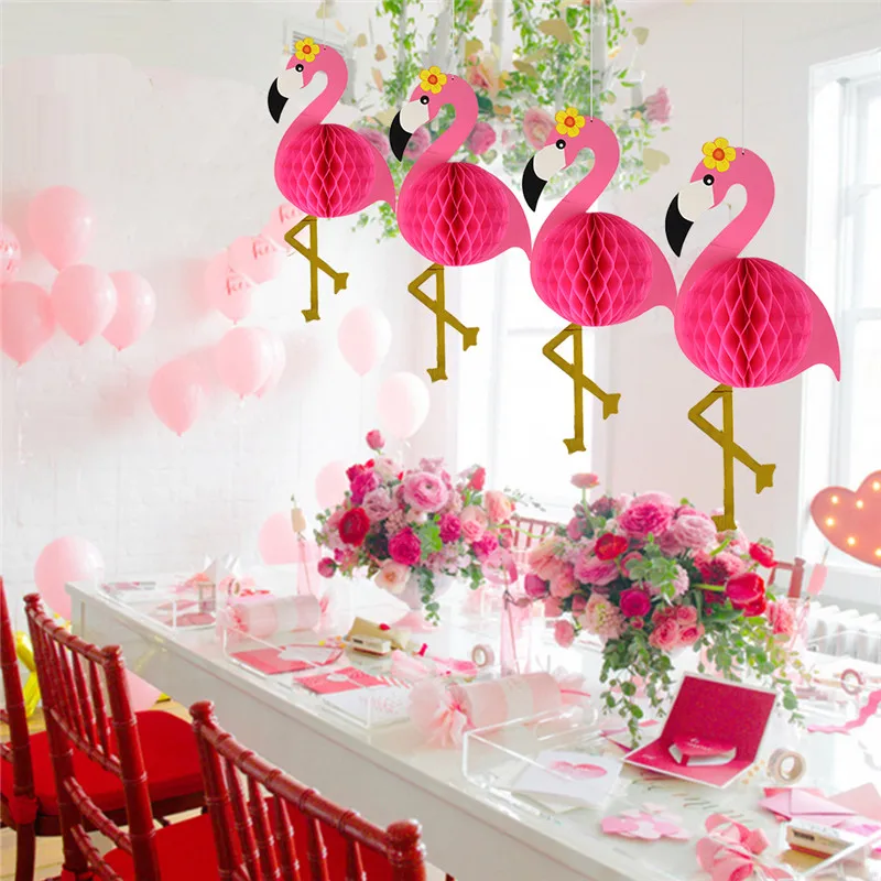 Pink Blue Flamingo Honeycomb Ball Paper Flowers Ball Wedding