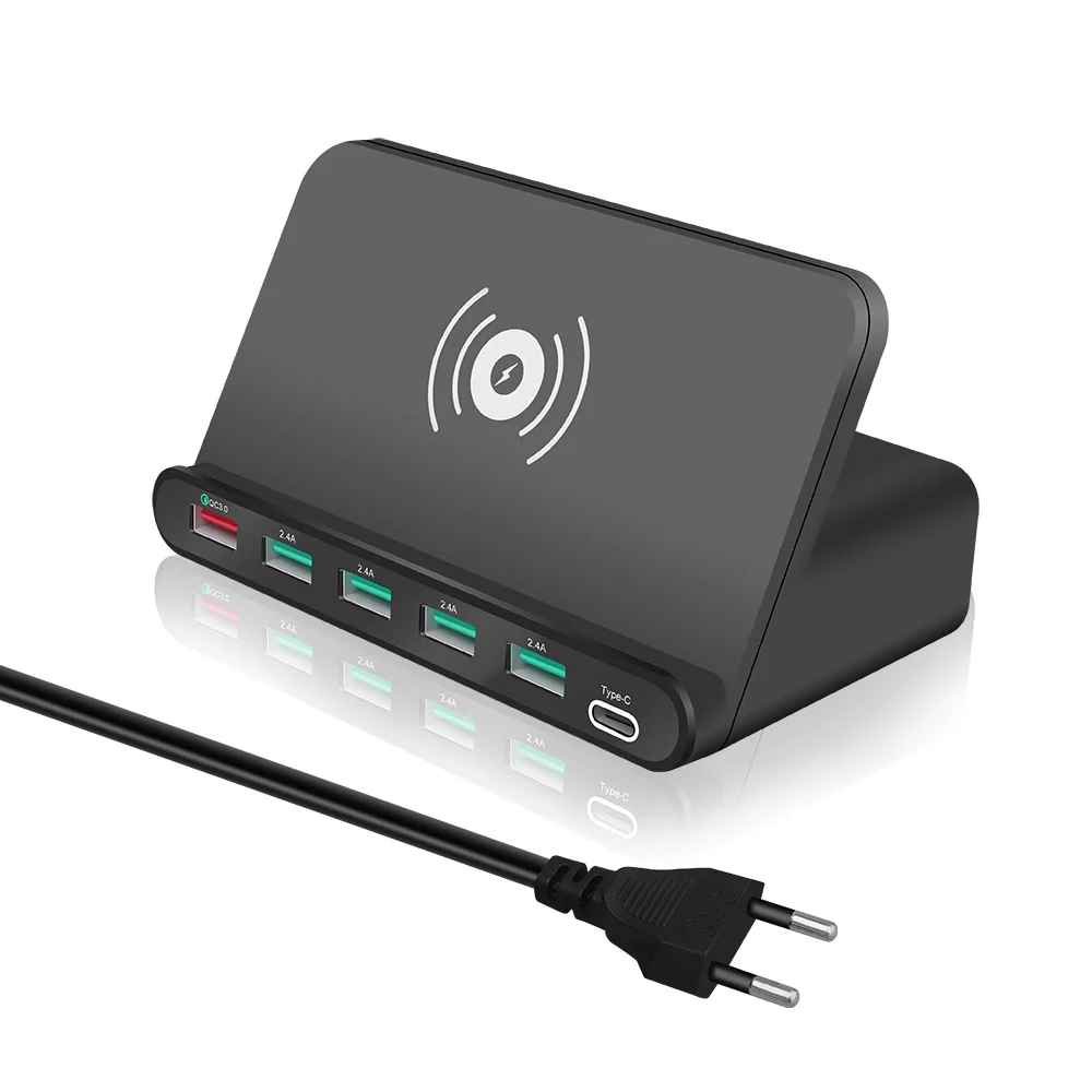 10 Вт QI Беспроводное зарядное устройство Quick Charge 3,0 usb type C настольная станция PD QC3.0 Быстрая Зарядка адаптер для iPhone 8 X samsung Xiaomi - Тип штекера: Европейский Союз (ЕС)