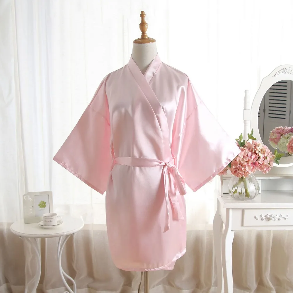 Новинка Женская атласная короткая ночная рубашка кимоно халат одноцветная