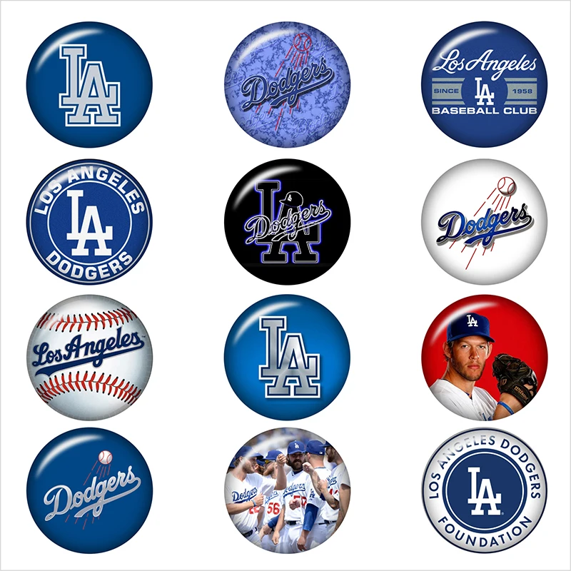 Baseball LA sports glass snap button jewelry DIY Round