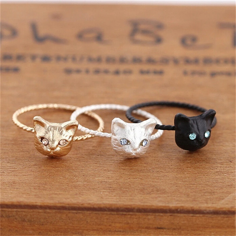 

Lovely Cat Rings Beautiful Finger Rings Simple Style Jewelry For Women Girl Gift