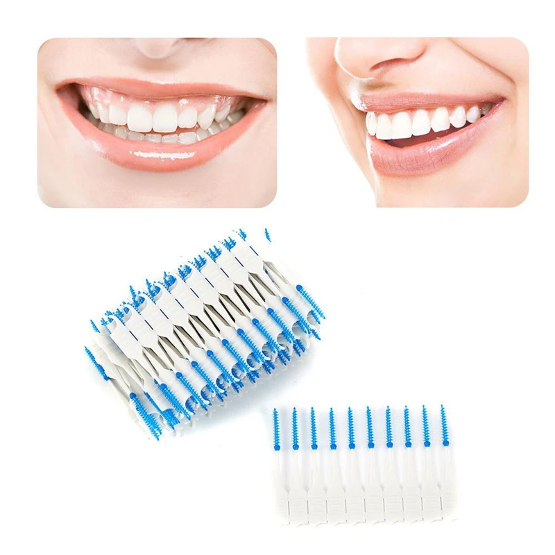 

40/120 PCS 3 in 1 Reusable Interdental Brush Double-head Toothpick Tooth Floss Oral Hygiene Cleaning Tool Fexible Bristles