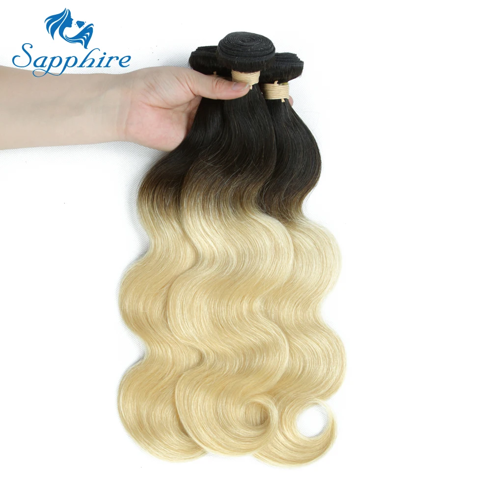 Sapphire Blonde 3 Bundles Brazilian Body Wave Virgin Hair 1B/613 Human Hair Bundles Brazilian Body Wave Human Hair Extensions brazilian-body-wave-hair-bundles