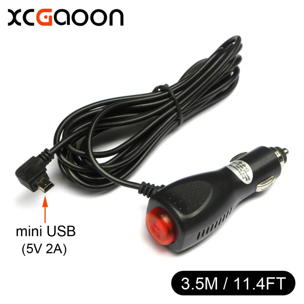 XCGaoon 10 шт. изогнутое мини USB Автомобильное зарядное устройство для автомобиля dvr камера/gps/Pad, вход DC 12 V-24 V Выход 5V 2A, длина кабеля 3,5 m