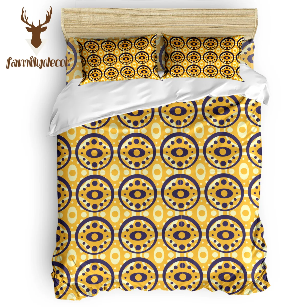 

FamilyDecor Round Pattern Yellow Bedding Set Luxury Comforter Bedding Sets 3D King Size Red Blue Cotton DHL Free Shipping