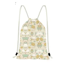 Cute Cartoon Sheep Printing Drawstring Bags Casual Girls Travel Storage Bag Shopping Strap Shoulder Backpack DaypackSumka