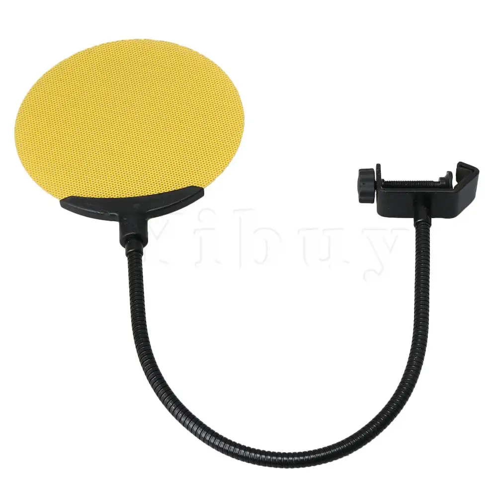

Yibuy 39x20cm Studio Microphone Stand Clip Yellow Pop Filter Shield