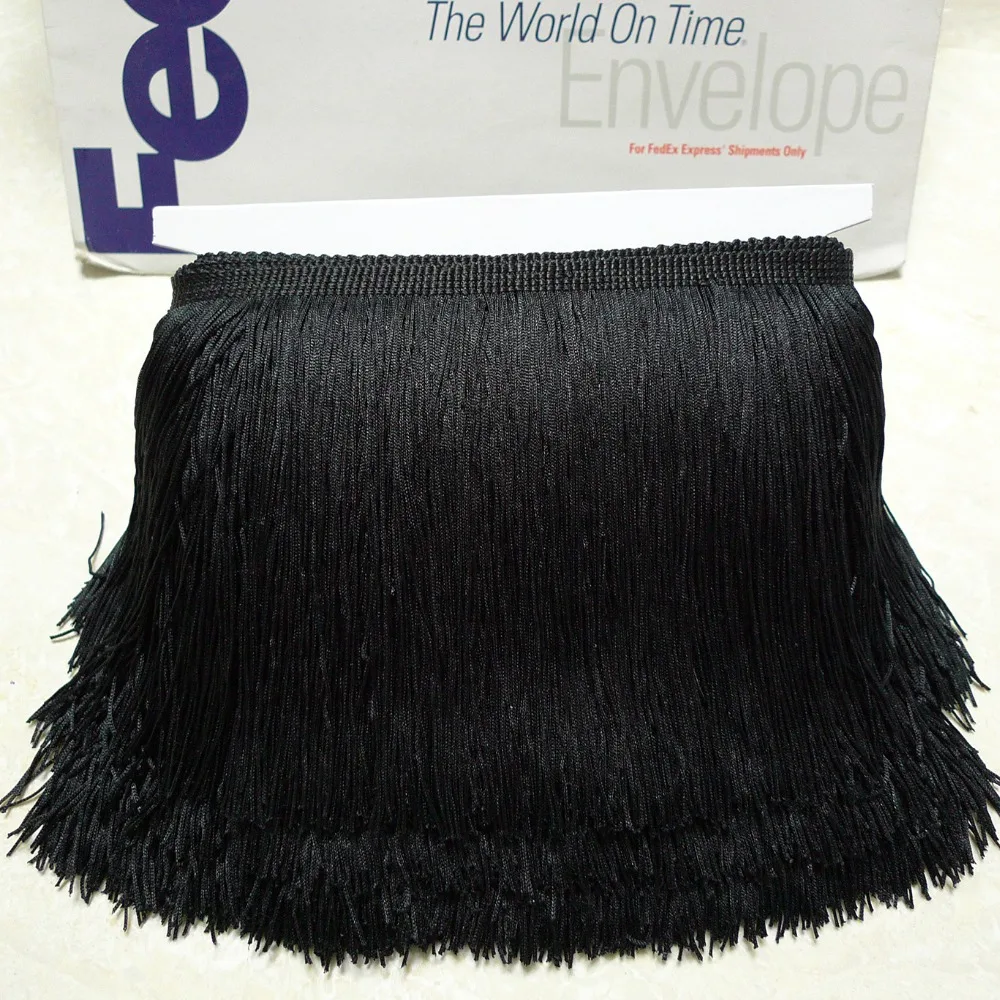 

10 Meters 15cm 6" Long Black Color Latin Dress Tassel Fringe