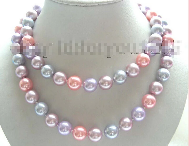 

Free shipping >>>>>>33" Natural 12mm Round Multicolor Shell Pearl Necklace!