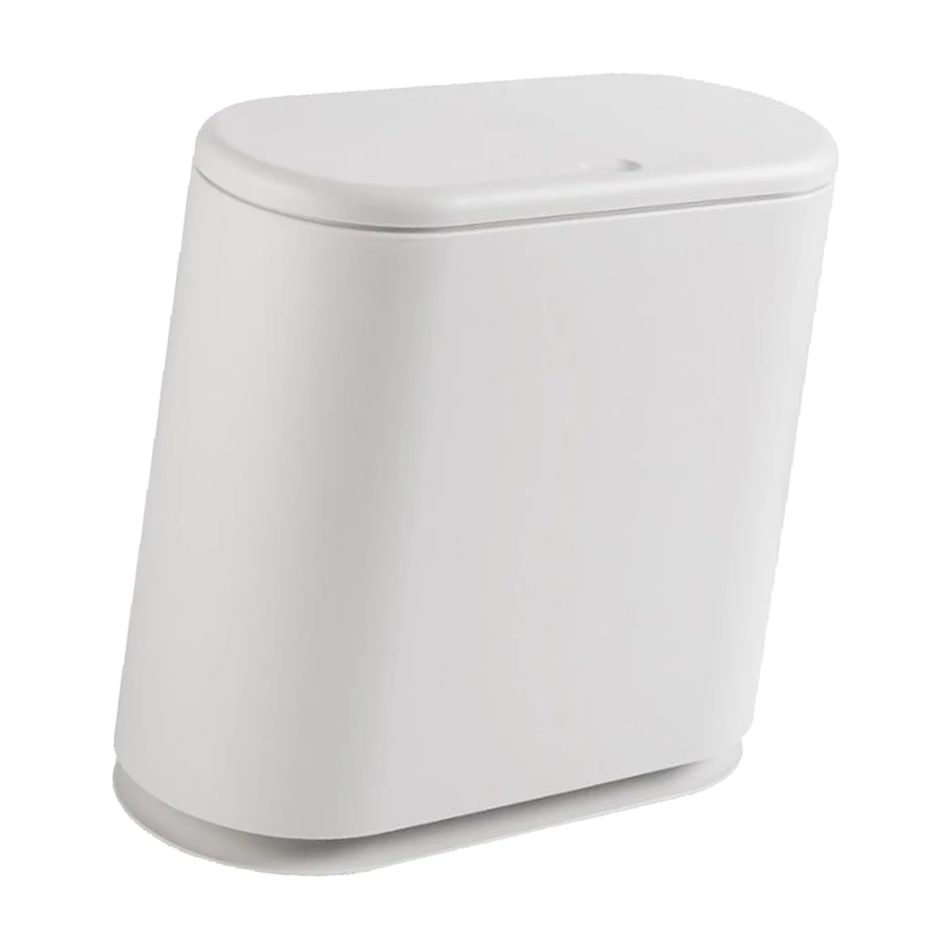 Modern Fashion White Flip Lid Trash Can Double Garbage Bag Holder Waste Bin