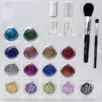 

15 colors Powder Temporary Diamond Shimmer Glitter Tattoo Kit for Body Art Design Paint with Stencil Glue Brushes