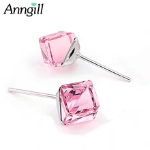 Оригинальные кристаллы от SWAROVSKI пирсинг серьги для кубики женщин Серебряный цвет серьги-гвоздики ювелирные изделия Рождественский подарок