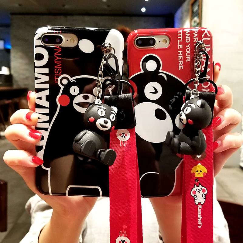 For iPhone 8 plus XS 6 case black bear cover for iPhone X XS 8 6 6s plus soft tpu case for iPhone 7 plus + 3D holder + strap For iPhone 8 plus XS 6 case black bear cover for iPhone X XS 8 6 6s plus soft tpu case for iPhone 7 plus + 3D holder + strap
