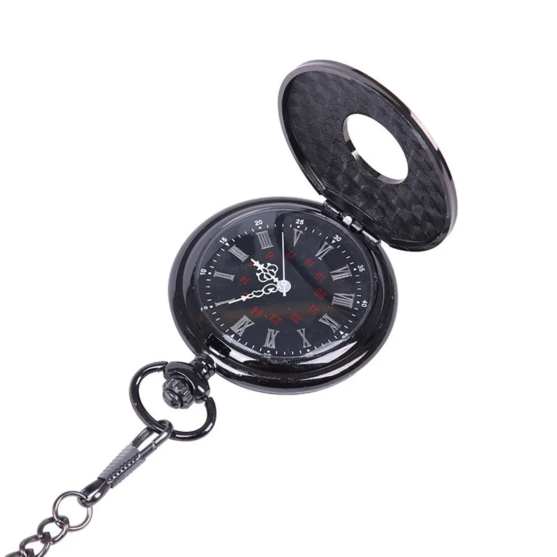 

2019 Vintage Charm Black Unisex Fashion Roman Number Quartz Steampunk Pocket Watch Women Man Necklace Pendant with Chain Gifts