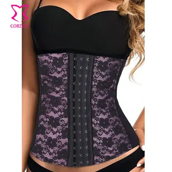 

Gothic Purple Lace&Mesh Floral Underbust Steampunk Corset Top Robe Bustier Femme Gothique Breathable Steel Boned Sexy Lingerie