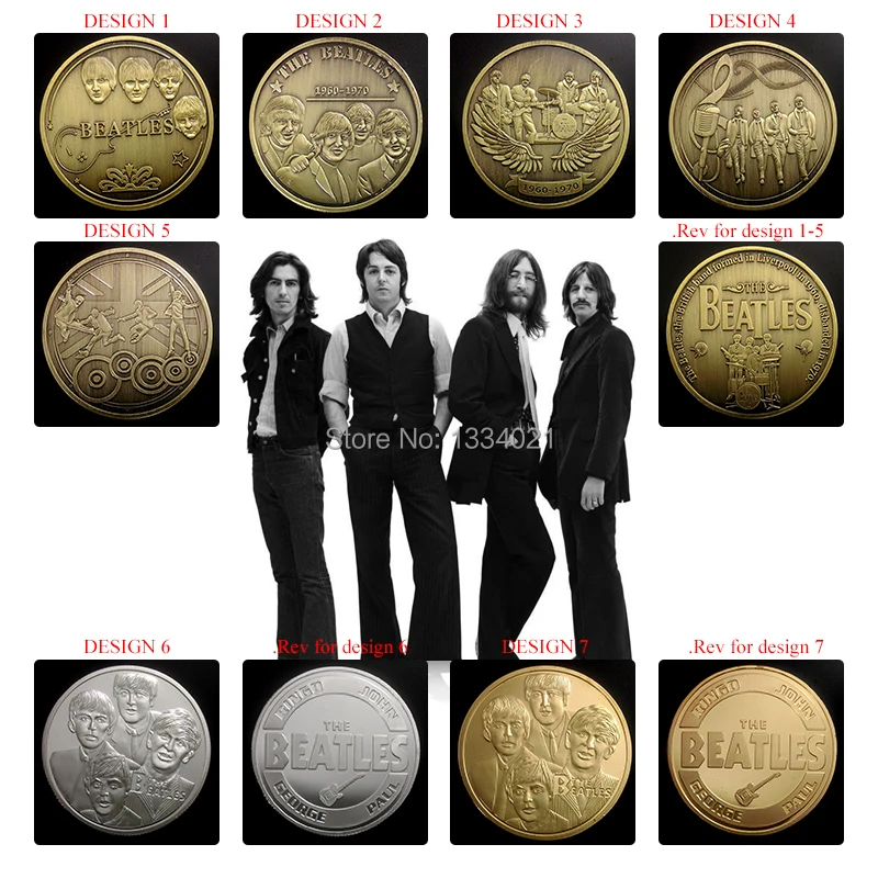 7pcs/lot The Beatles collectibles souvenir 1 oz gold/silver/bronze