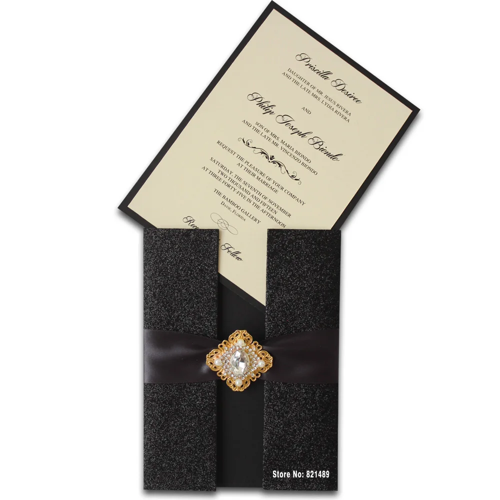  Black Wedding Invitations Shiny Invitation 2016 Luxurious Wedding Invitation Card - Set of 30 - 32654550083