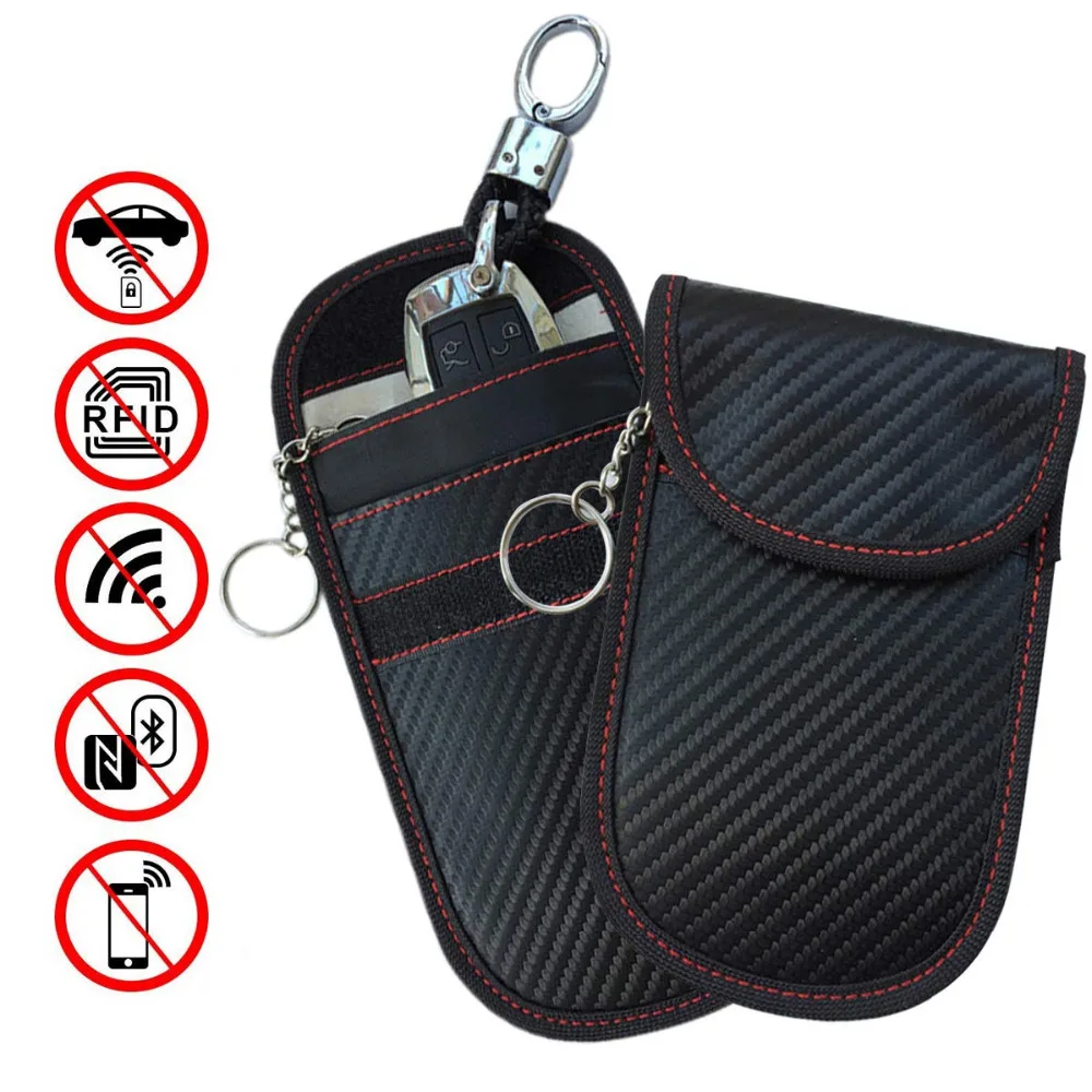 

Car Key Signal Blocker Case 2 Pack Key Fob Protector Antitheft Lock Devices Car Key Protector WiFi/GSM/LTE/NFC/RF Blocker