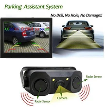 2018 2 Radar Detector Alarm Sensors Parking Assistant System Car Cam Auto Video Parking Car Backup LED Reverse Rearview Camera