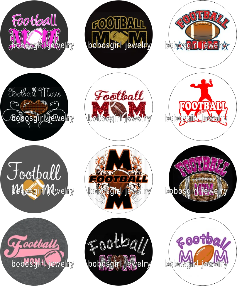 

football MOM glass snap button Jewelry photo Round cabochon flat back Gl356