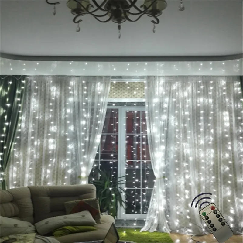 6x3 М 600 светодиодный светильник-сосулька на окно, занавеска, струнный светильник с дистанционным управлением, светодиодный Рождественский светильник s для свадебной вечеринки, домашнего сада, спальни, украшения стен