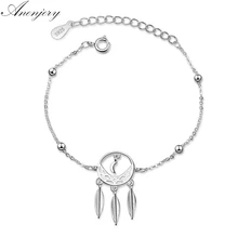 Anenjery Винтаж Полые Ловец снов 925 пробы Серебряный браслет для женщин S-B215